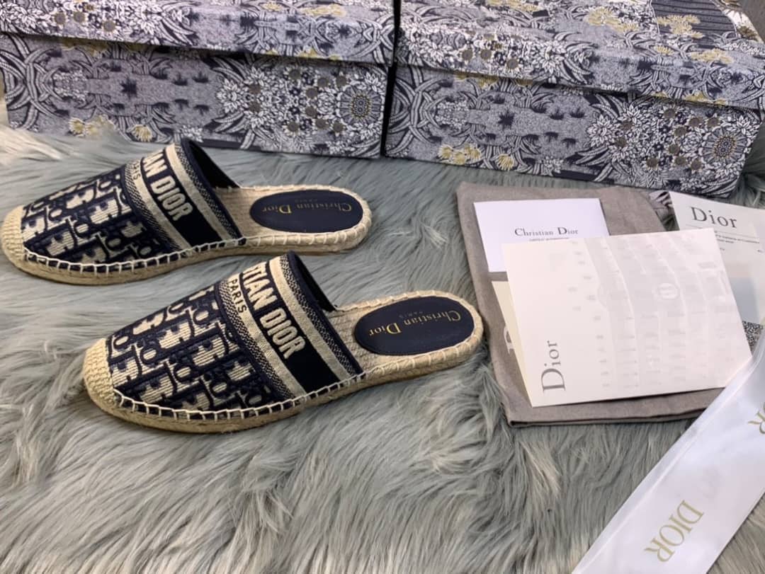 Dior Deep Blue Oblique Canvas Granville Espadrille Mules Secondary image