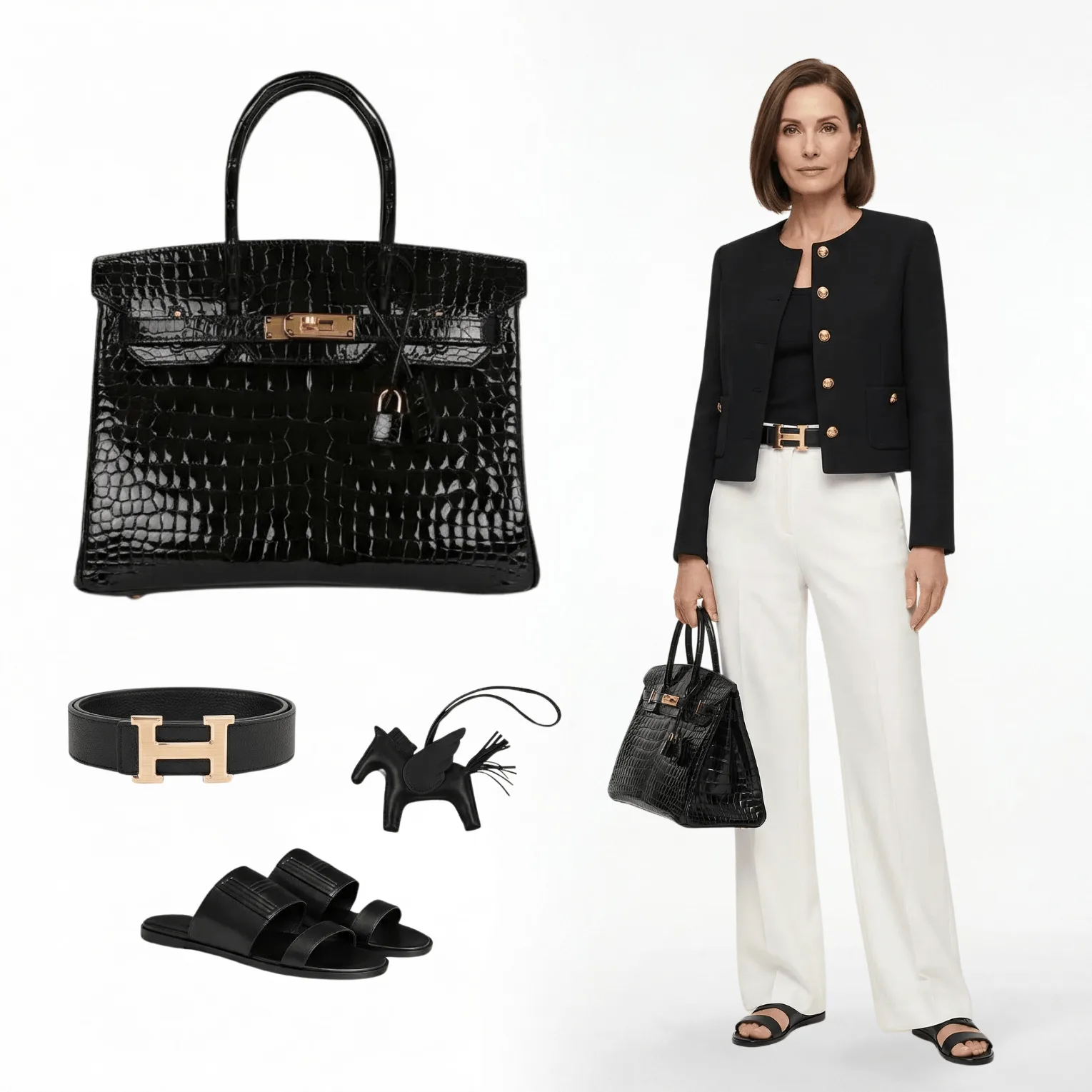 H Birkin 30 Black Shiny Niloticus Gold Hardware – Featured In The H Noir H?ritage Look Main image