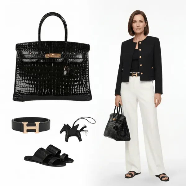 H Birkin 30 Black Shiny Niloticus Gold Hardware – Featured In The H Noir H?ritage Look