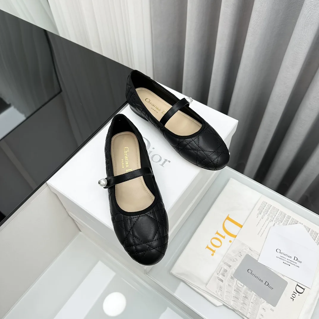 Dior Ballet Flat Black Quilted Cannage Calfskin Kcb860Cqc S900