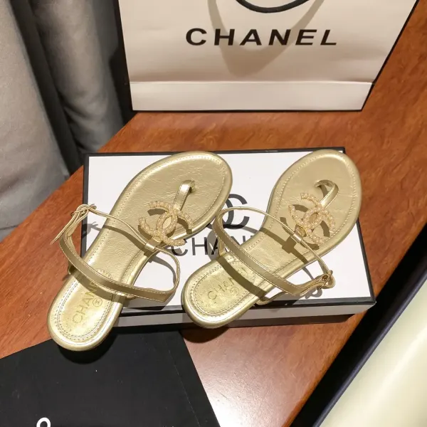 Chanel Logo Embroidered Shearling Cream Slides