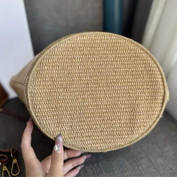 Celine Supple Small Triomphe Classic Panier In Raffia Tan 25Cm