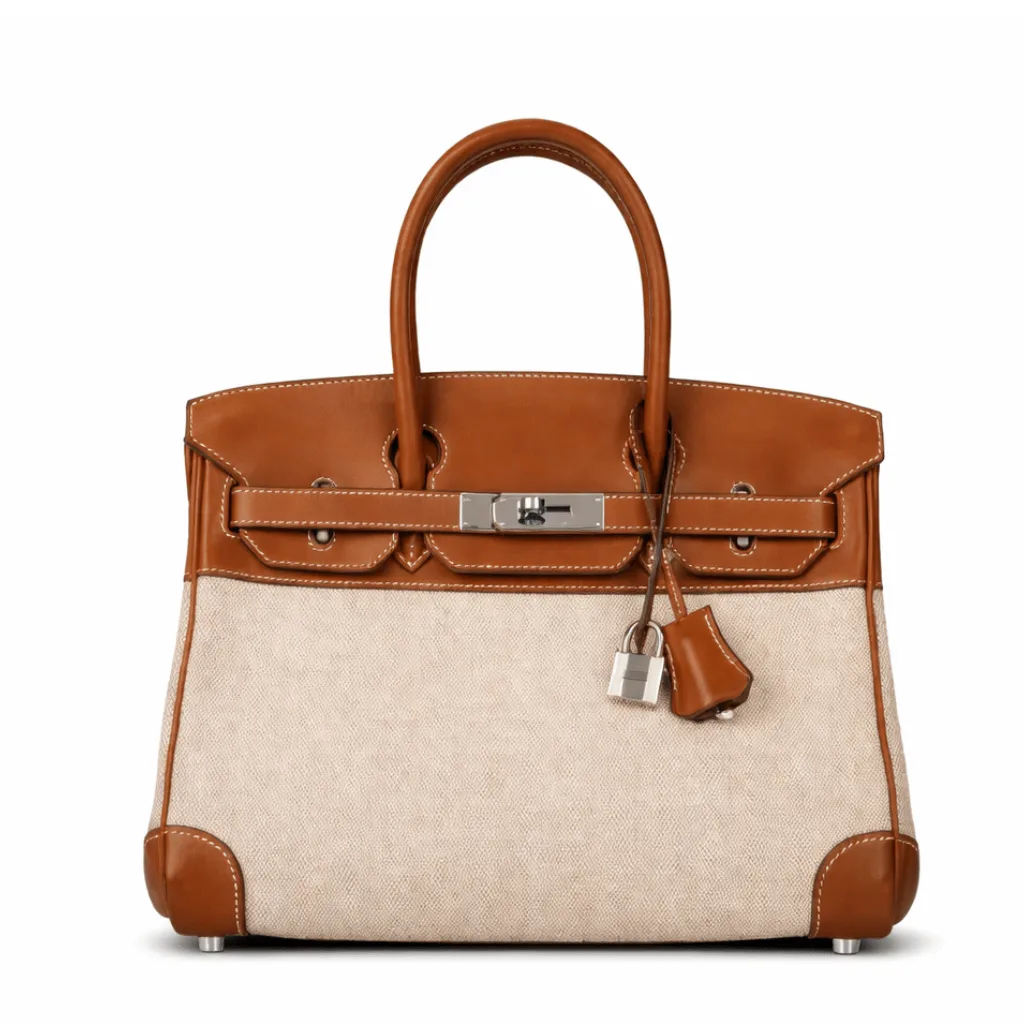 H Birkin Bag 25cm 2 Tone Barenia with Toile Insane Pallidum Hardware Main image