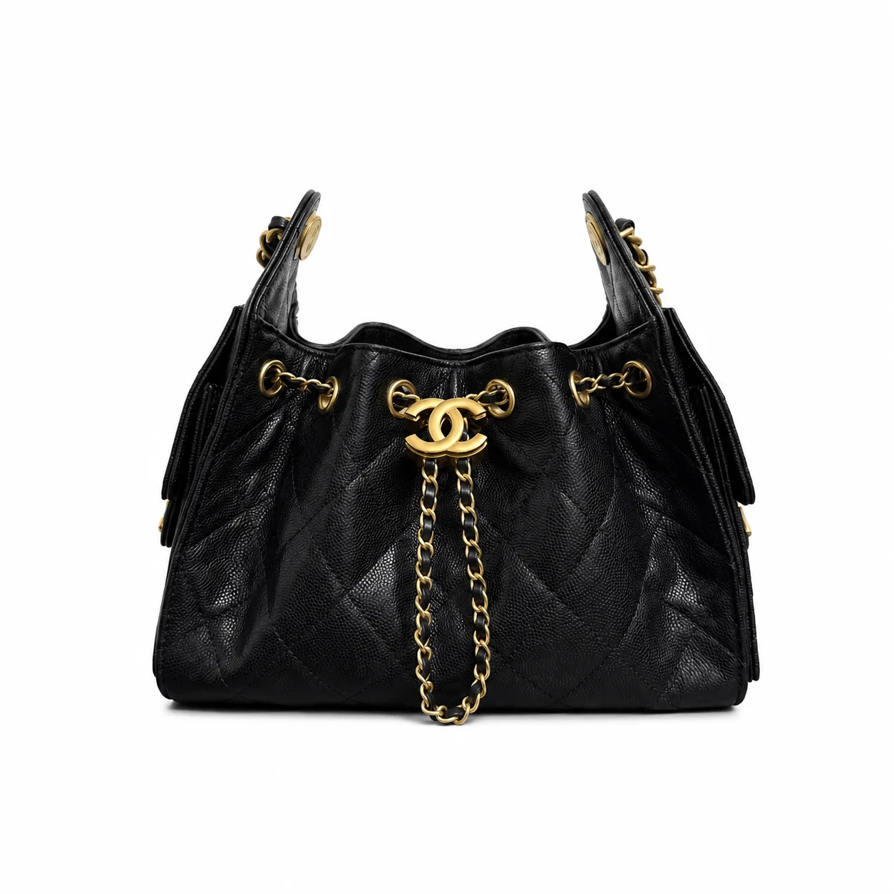 Chanel 22 Mini Hobo Bag Black Caviar Leather Gold Hardware Main image