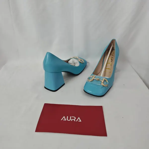 Gucci Women’s Mid Heel Pump With Horsebit Blue