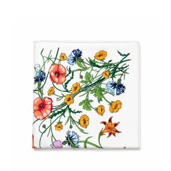 Gucci White Flora Print Silk Carré Scarf