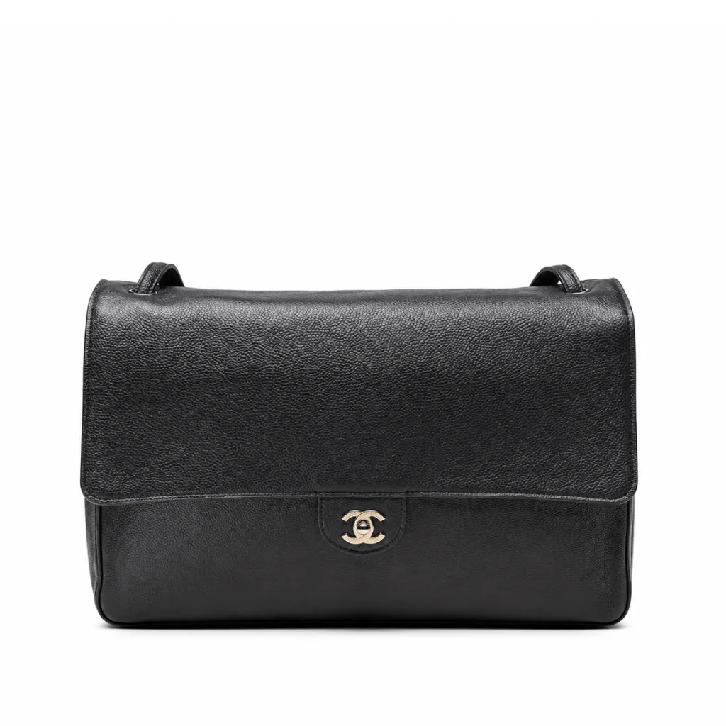Chanel Maxi “Souplissimo” Small Flap Bag Black Caviar Silver Hardware Main image