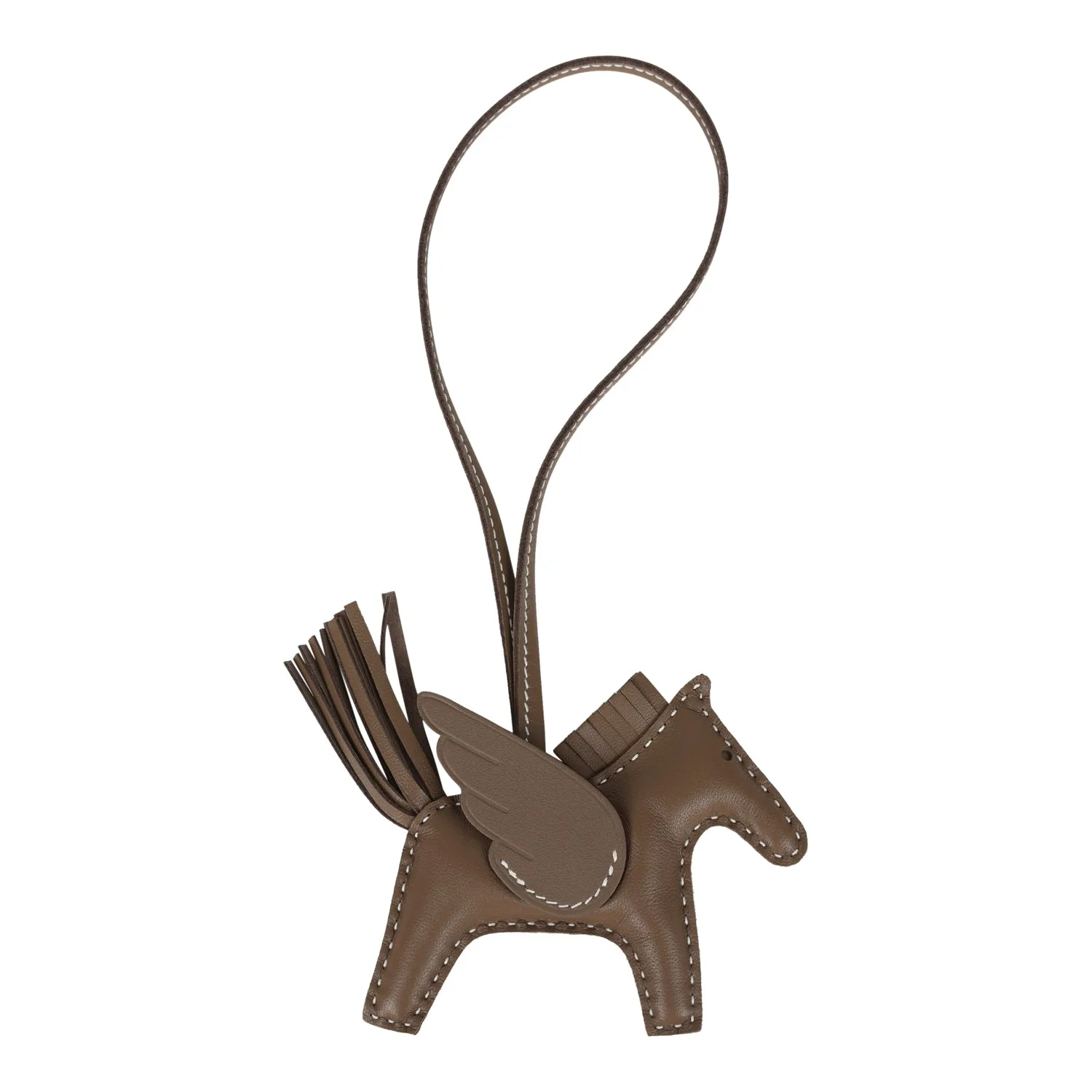 Hermes Pegase Rodeo Bag Charm PM Etoupe Milo Lambskin