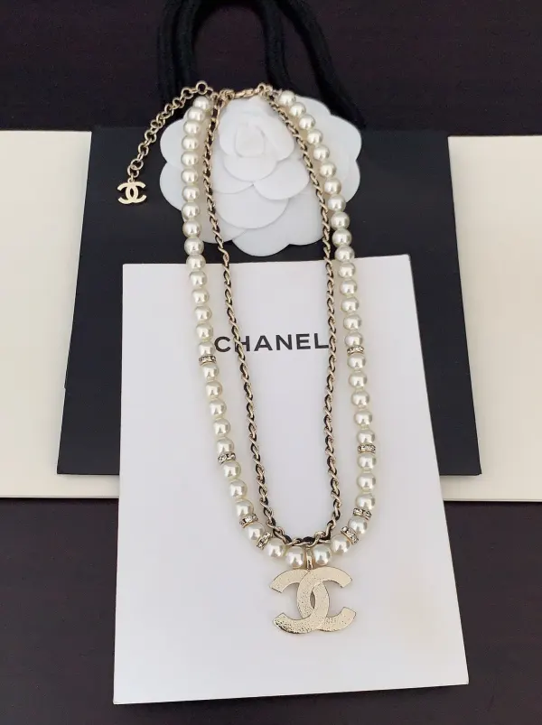 Chanel CC Diamond Pearl Double Layer Necklace