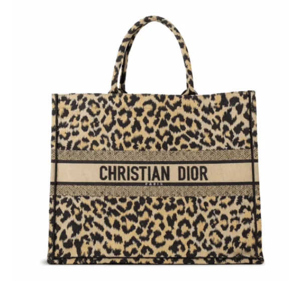 Dior Canvas Mizza Large Leopard Book Tote Beige 42cm Main image