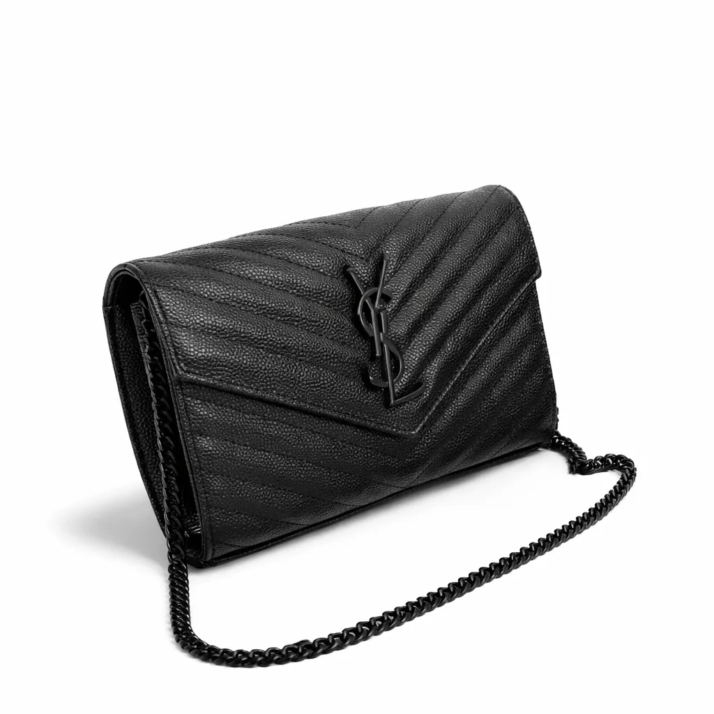 Saint Laurent Cassandre Matelasse Chain Wallet In Grain De Poudre Embossed Black Noir 22Cm 377828Bow081000 Secondary image