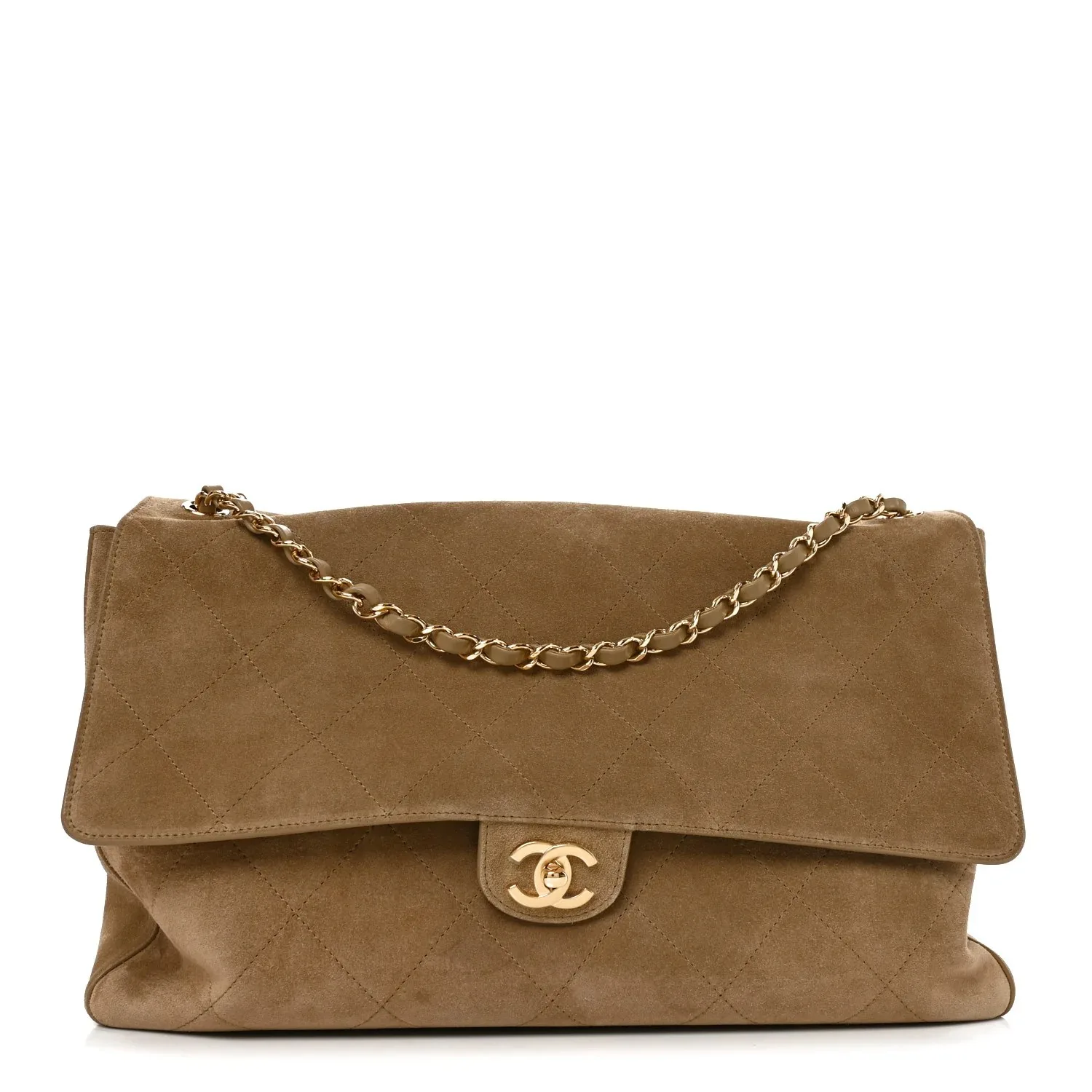 Chanel Suede Calfskin “Souplissimo” Maxi Flap Dark Beige Main image
