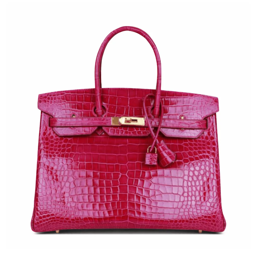 H Birkin 35 Rose Scheherazade Shiny Niloticus Crocodile Gold Hardware Main image
