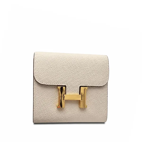 H Constance Compact Cream Leather Wallet
