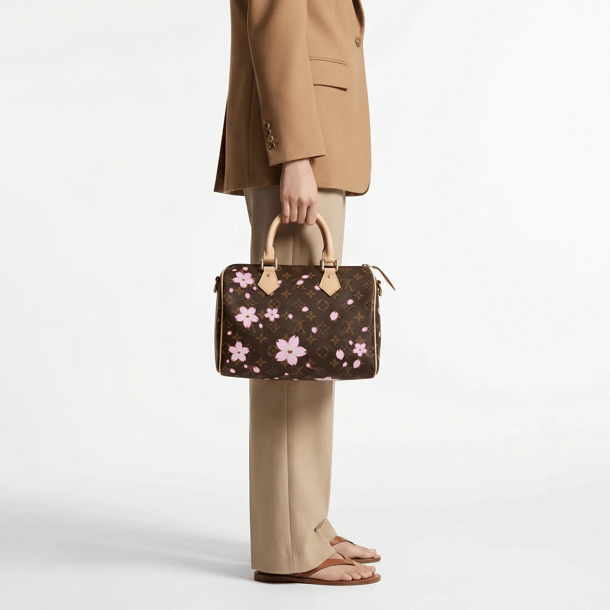 Louis Vuitton X Takashi Murakami Cherry Blossom Speedy 25 Bandouliere Brown Monogram Gold Hardware