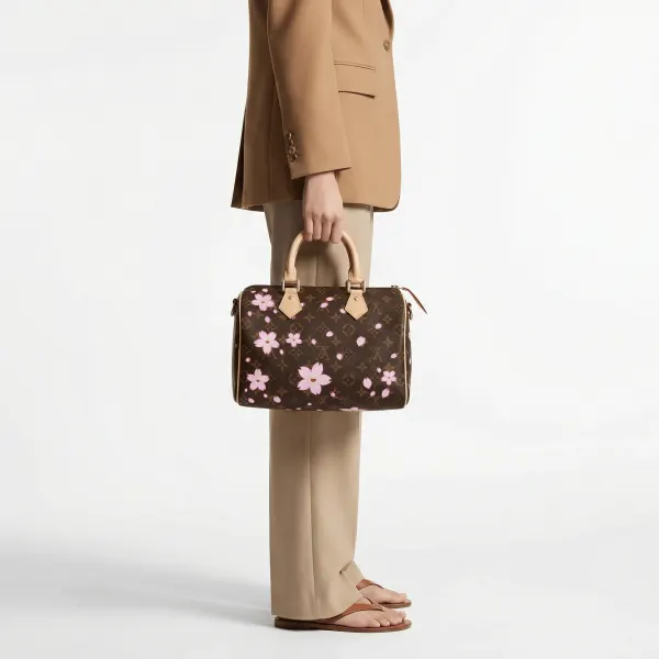 Louis Vuitton X Takashi Murakami Cherry Blossom Speedy 25 Bandouliere Brown Monogram Gold Hardware