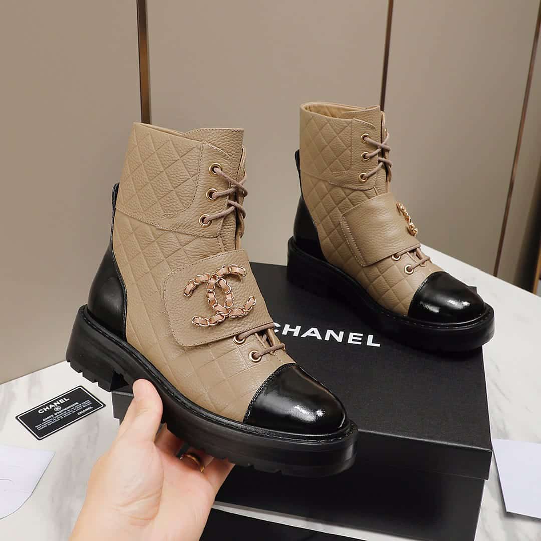 Chanel Fall Winter 22 23 Lace Up Boots Beige Black G39516 Y56261 K5119 Secondary image