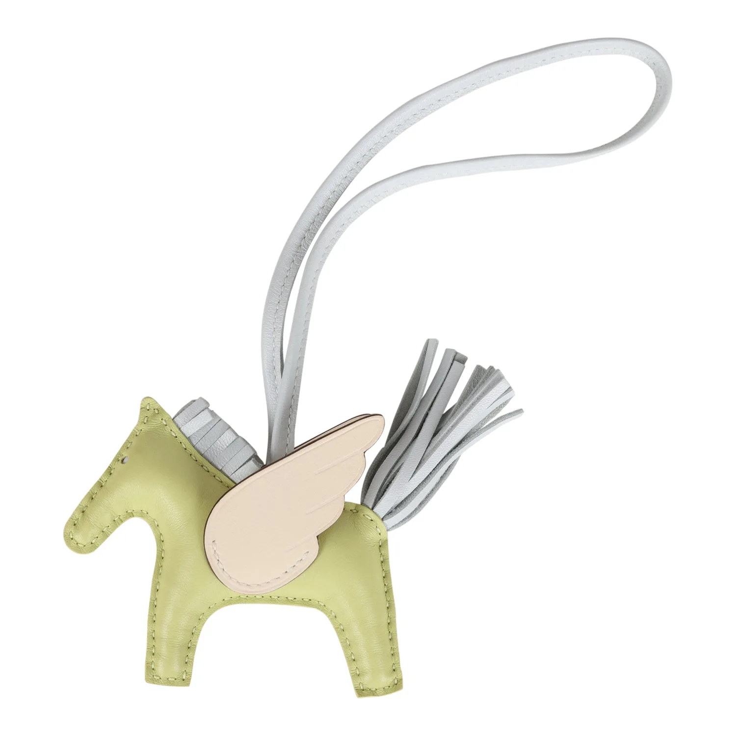 Hermes Jaune Bourgeon, Bleu Brume, Nata Pegasus Horse Rodeo Bag Charm PM Milo Lambskin Main image