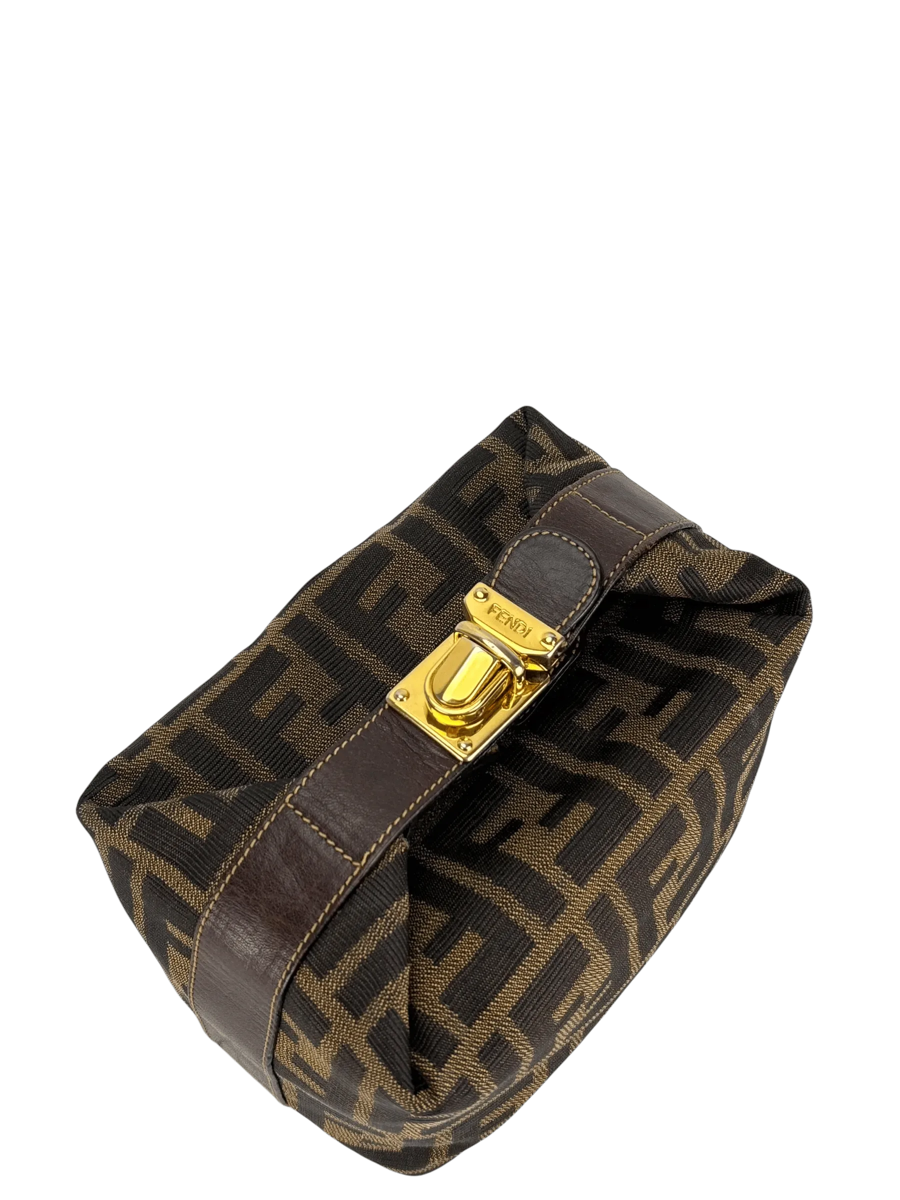 Fendi Brown Canvas Zucca Vanity Cosmetic Pouch