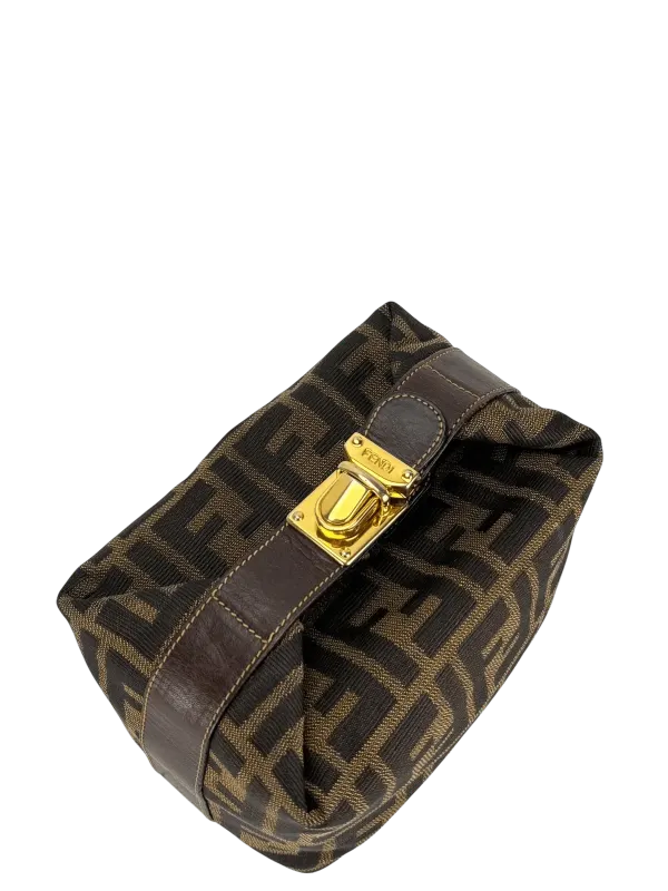 Fendi Brown Canvas Zucca Vanity Cosmetic Pouch