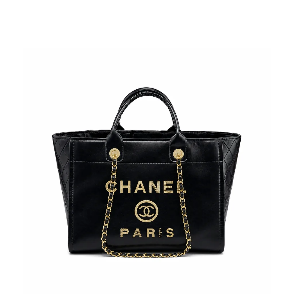Chanel Deauville Tote Embellished Shiny Calfskin Medium Black 38Cm Main image