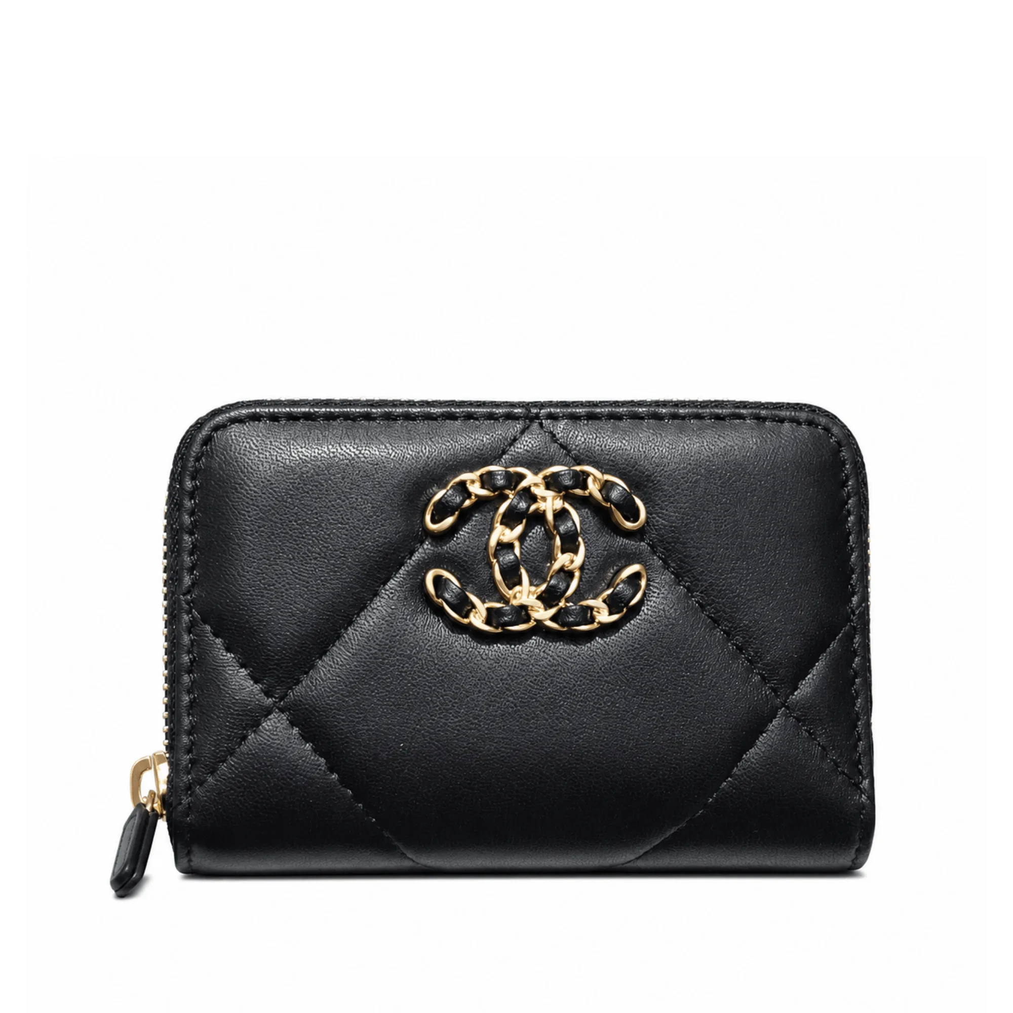 Chanel 19 Card Holder With Zipper Leather Black Wallet Main image
