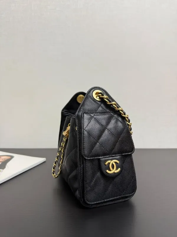 Chanel 22 Mini Hobo Bag Black Caviar Leather Gold Hardware