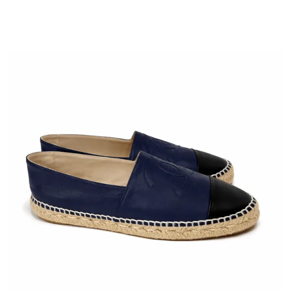 Chanel Lambskin Leather Espadrilles Navy and Black Main image