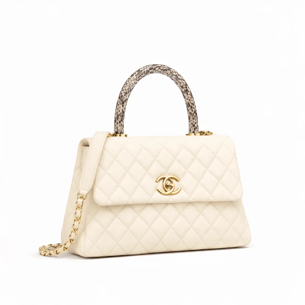 Chanel Caviar Elaphe Quilted Mini Coco Handle Flap Ivory 23Cm Secondary image