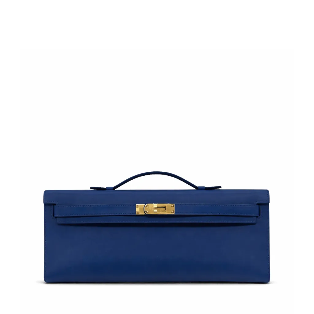 H Kelly Cut Clutch Bleu France Gold Hardware Main image