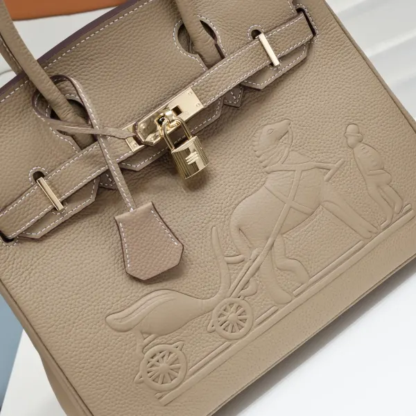 H Birkin 30CM Taupe Horse Draw Carriage Embossed