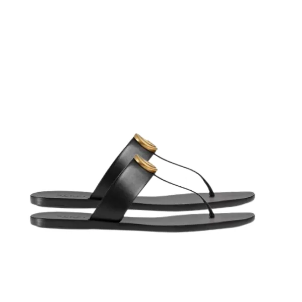 Gucci Gg-Stud Leather Thong Sandals Black Main image