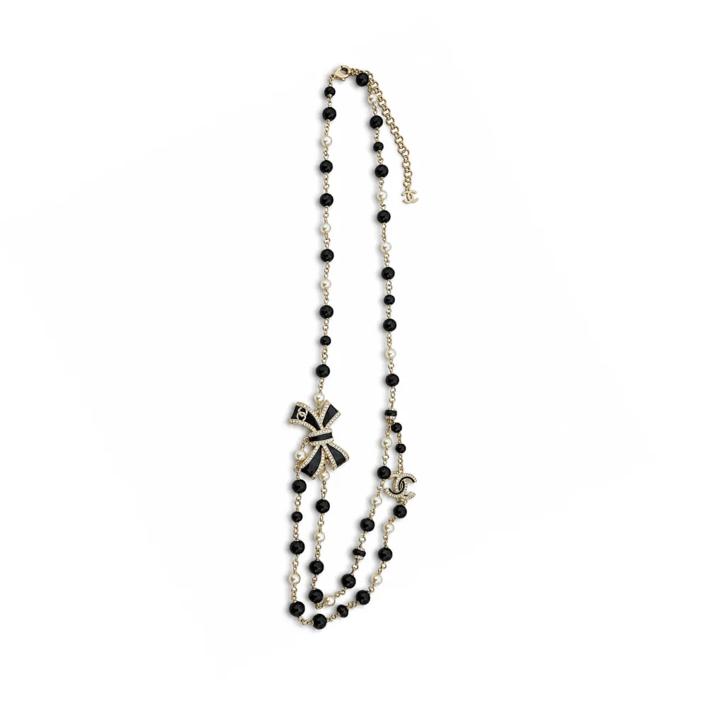Chanel CC Pearl Ribbon-Threaded Chain Belt And Sautoir