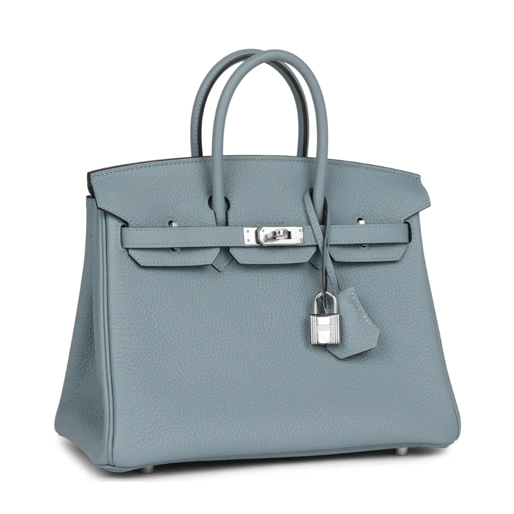 H Birkin 25 Bleu Lin Verso Togo Palladium Hardware Secondary image