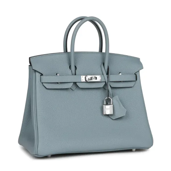 H Birkin 25 Bleu Lin Verso Togo Palladium Hardware