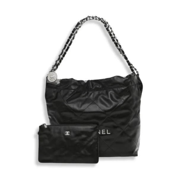 Chanel Mini 22 Bag Black Calfskin Silver Hardware Main image