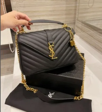 Saint Laurent College Medium Chain In Quilted Leather Black Gold 600279Brm071000 Secondary image