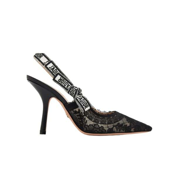 Dior J’Adior Slingback Pump Transparent Mesh Embroidered With Dior Roses Motif Black Kdv029Fll S900 Main image