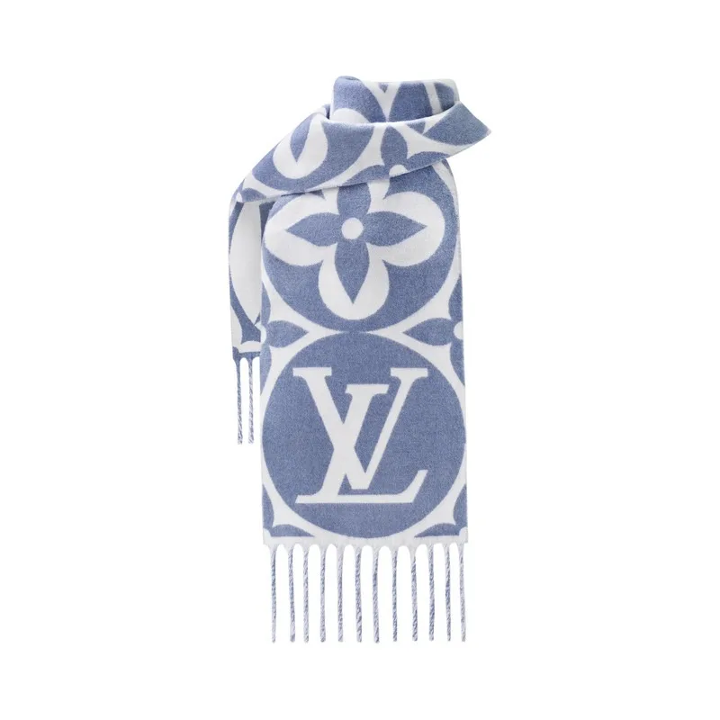 Louis Vuitton LV Medallion Wool Scarf Blue Secondary image