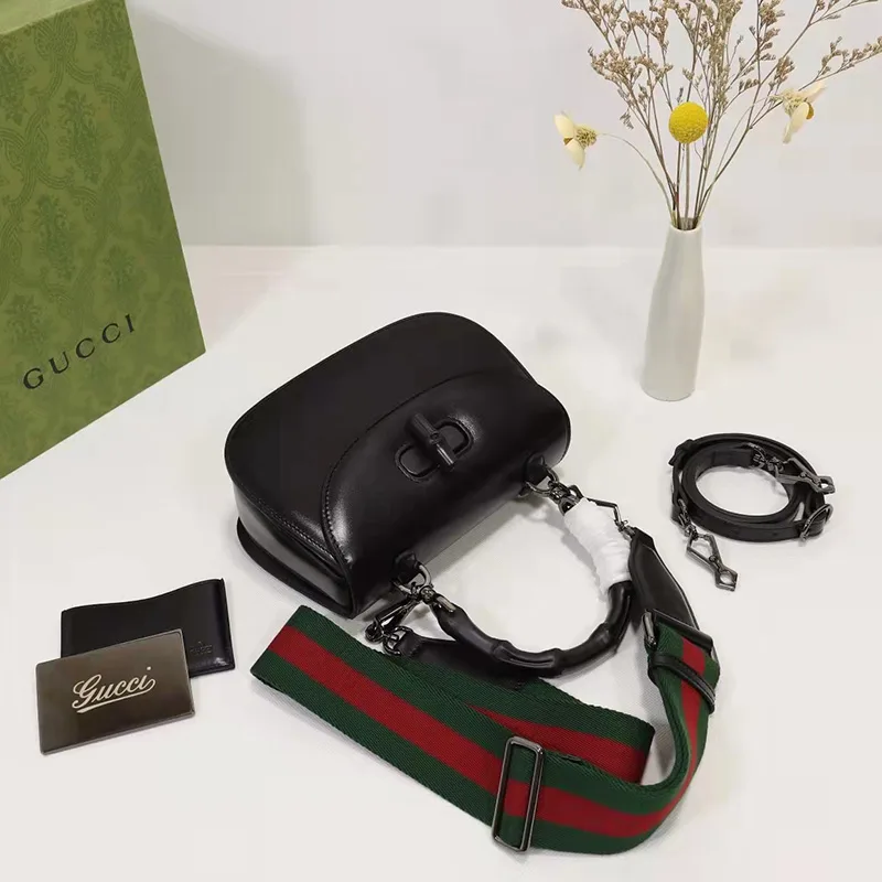 Gucci Bamboo 1947 Small Top Handle Bag In Black