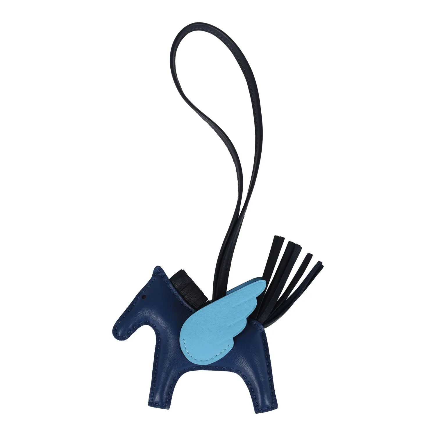 Hermes Pegase Rodeo Bag Charm PM Bleu Tie, Celeste and Bleu Nuit Milo Lambskin Main image