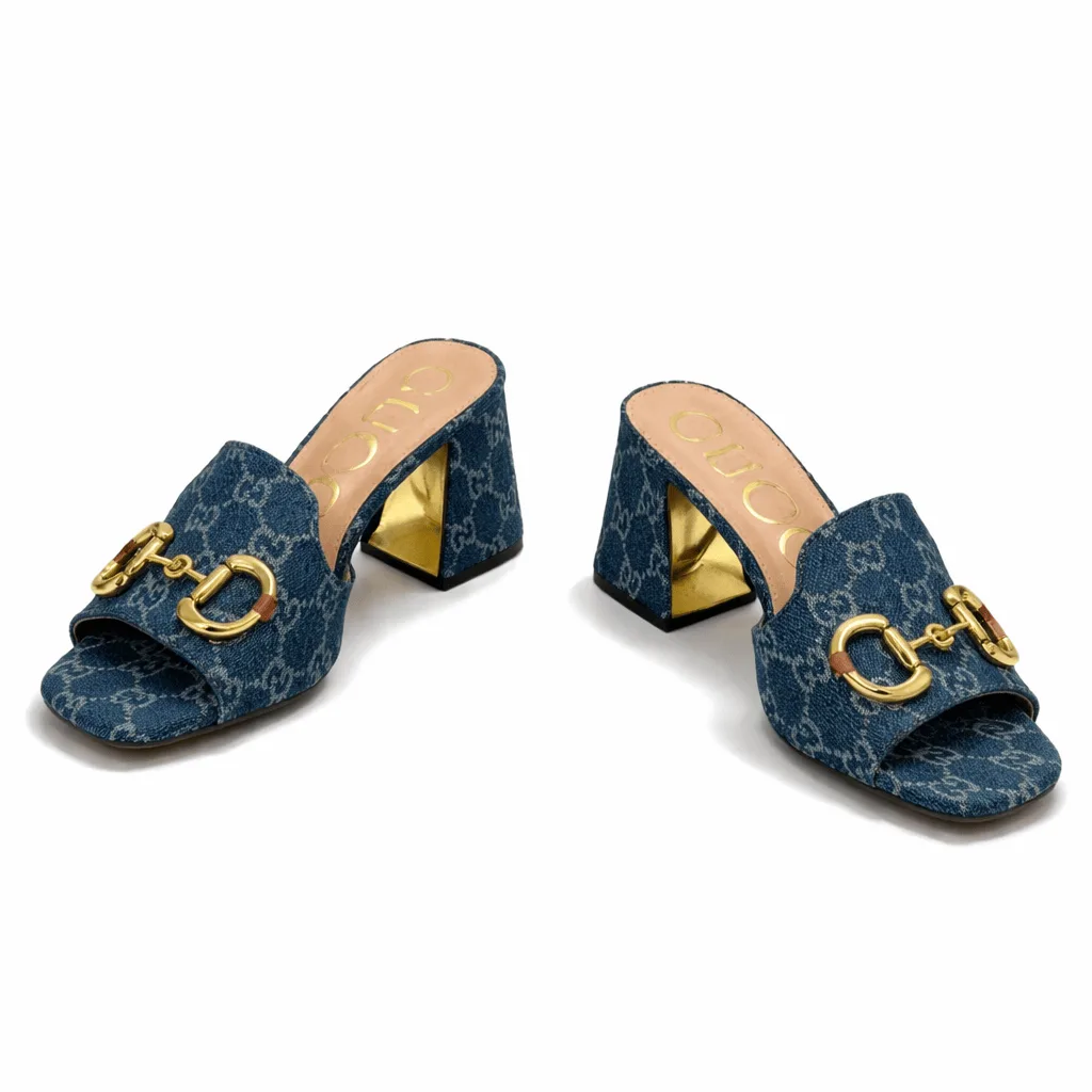 Gucci Women’s Slide Monogram Sandal With Horsebit Blue Secondary image