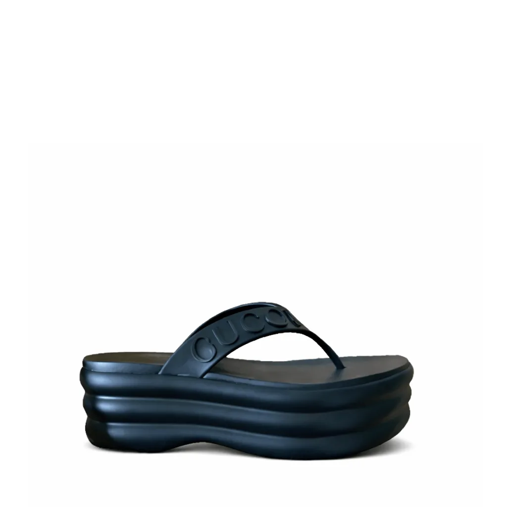 Gucci Tarifa Rubber Platform Flip Flops Black Main image