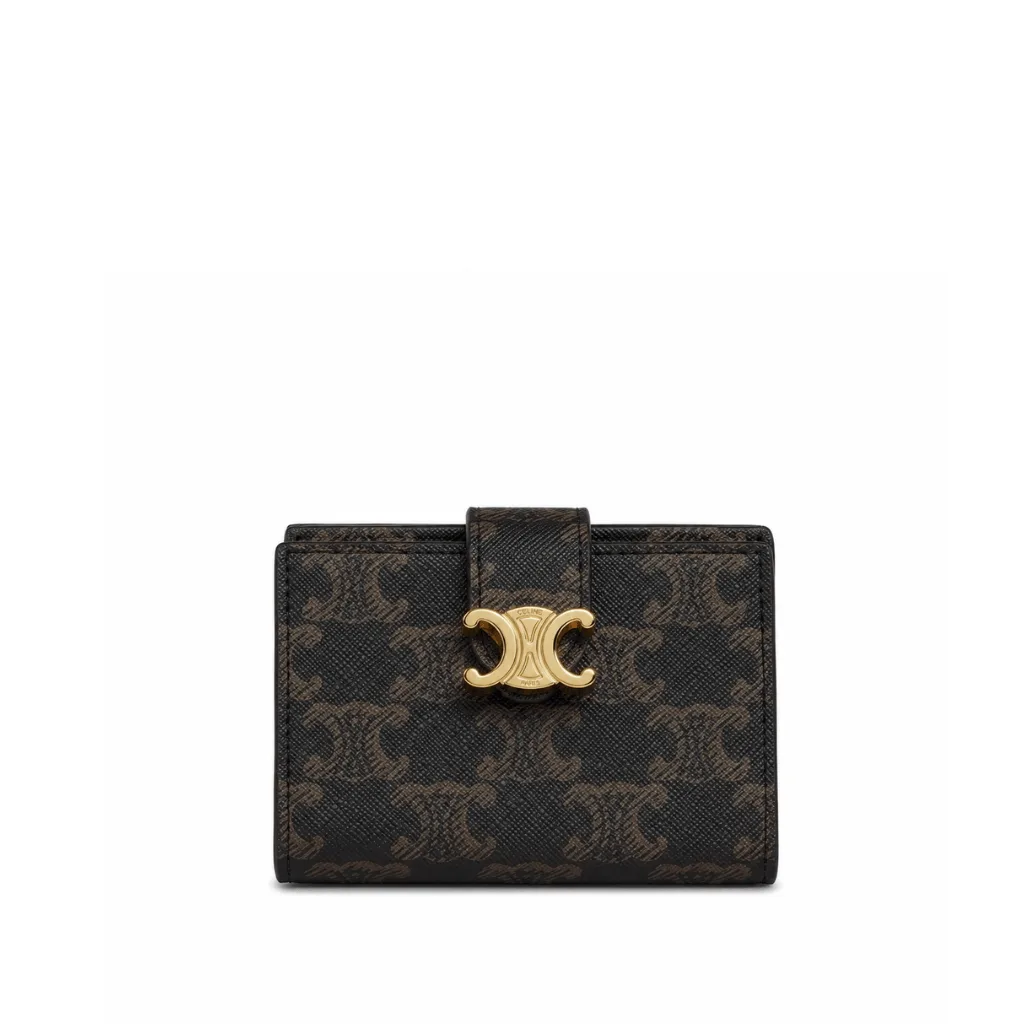 Celine Triomphe Canvas Fine Strap Wallet Nino Tan Main image