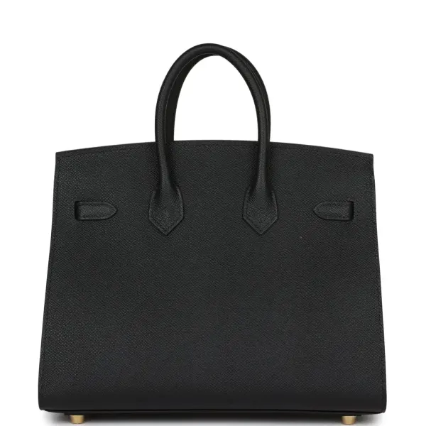 H Birkin Sellier 25 Black Epsom Gold Hardware