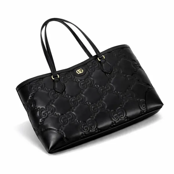 Gucci Calfskin GG Matelasse Ophidia Shopping Tote Black