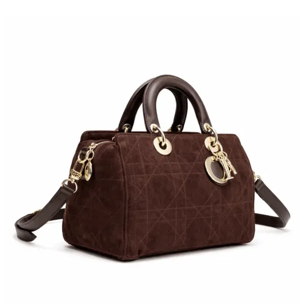 Dior Small Granville Bag In Chocolate Flat Macrocannage Suede Calfskin