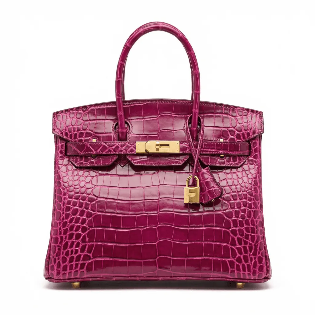 Hermes Birkin 30 Purple Shiny Niloticus Crocodile Gold Hardware Main image