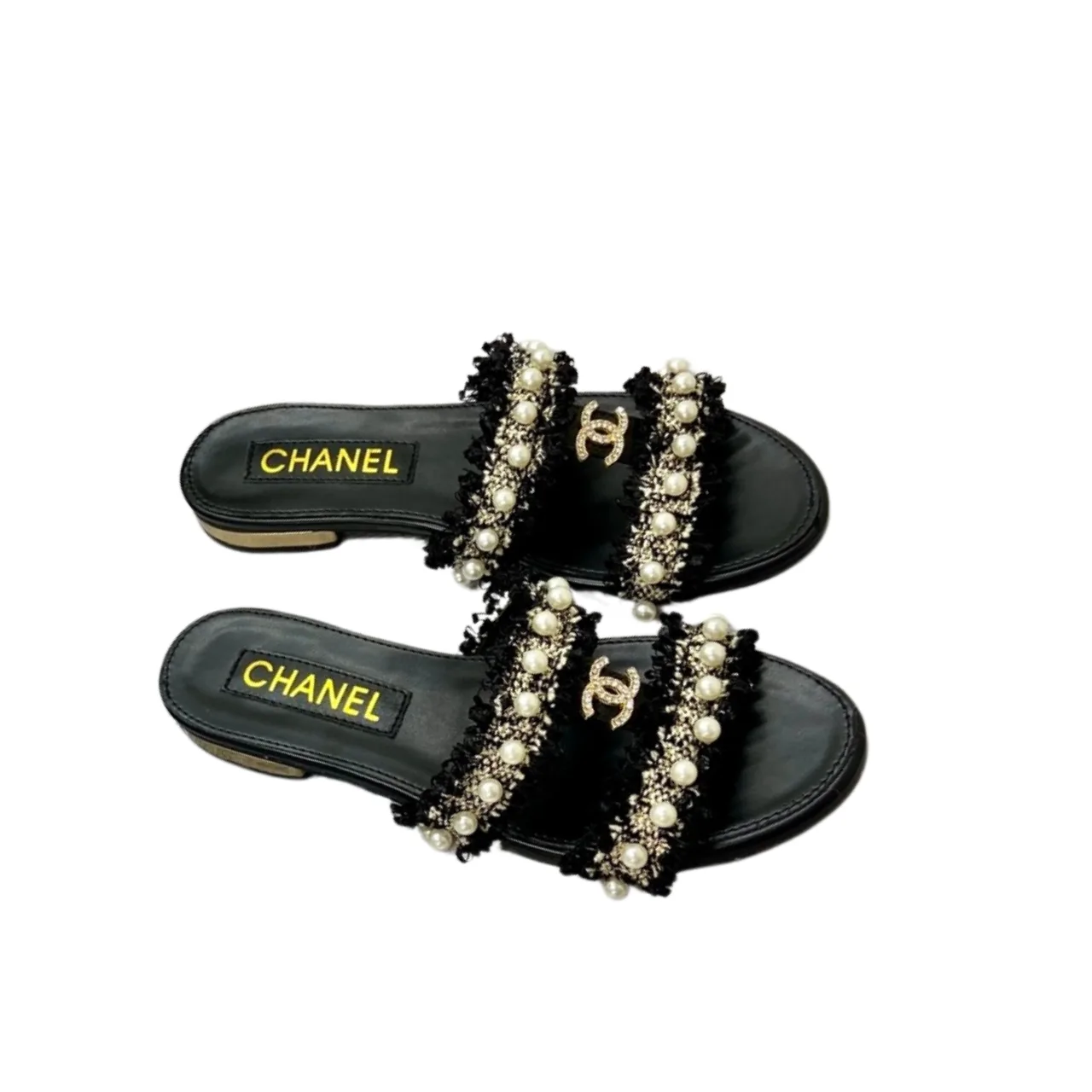 Chanel Mule Slippers Pearl Tweed Black Main image