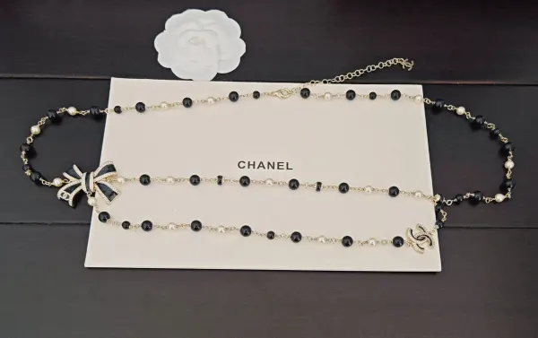 Chanel CC Pearl Ribbon-Threaded Chain Belt And Sautoir